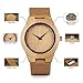 BOBO BIRD Men's Bamboo Wooden Watch with Brown Cowhide Leather Strap Analog Quartz Casual Watches