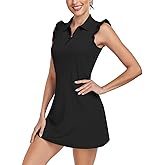 Soneven Womens Tennis Dress Sleeveless Golf Dresses with Shorts and Pockets Ruffle Sleeve Workout Athletic Dresses