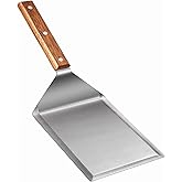 Extra Wide Spatula with Beveled Edges, Oversized Stainless-Steel Spatula with Wood Handle for Skillets, Griddles & Pancake Fl