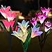 Solar Lights Outdoor - （3 Pack）Outdoor Solar Garden Stake Lights with 12 Lily Flower,Multi-Color Changing Solar Flower Lights for Garden/Patio/Yard Decoration