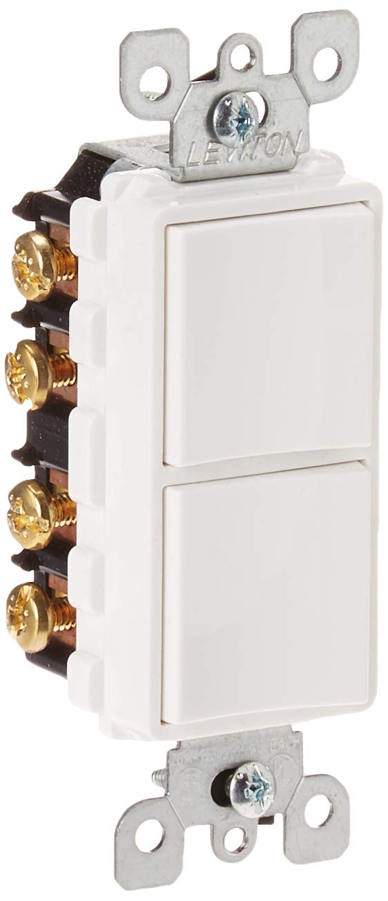 Leviton 5640-W 20 Amp, 120/277 Volt, Decora 3-Way / 3-Way AC Combination Switch, Commercial Grade, Grounding, White