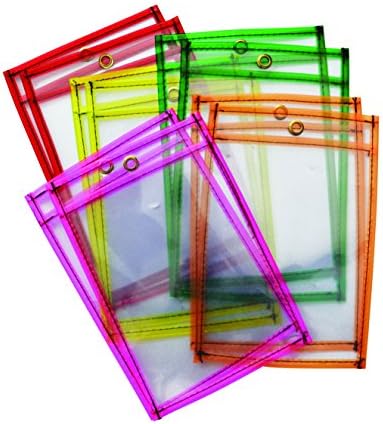 Mind Sparks Dry Erase Pockets (25 Piece), Neon, 9 x 12