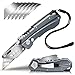 Pocket Utility Knife, MonoTurls Heavy Duty Box Cutter Folding Sharp Knives with Extra 6-Piece Blade, Portable String and Aluminum Body for Cutting Boxes, Cardboard, Wallpaper, Leather Etc