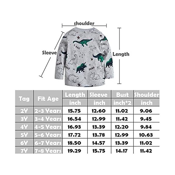 Toddler Boys T-Rex Long Sleeve Dinosaur T Shirt Tops Cotton Cartoon Graphic Tees for Kids Size 1-7T - Image 8