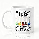 SRWNFOS I Really Do Need These Guitars Double-Sided Ceramic Mug, Funny Guitar Collector Mug, Coffee Cup for Guitarist, Guitarist Gifts for Family Friend, Christmas Birthday Gifts for Coworker Musician