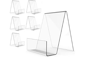 Boloyo Acrylic Book Stand with Ledge,6PC 4 Inch Clear Acrylic Display Easel Transparent Display Stand Holder Tablet Holder for Displaying Books,Magazine,Plate,Pictures,Artworks, CDs