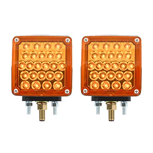 Grand General 77615 LED Pedestal Light (Square Double Faced Dual Function Amber/Red Pearl in Twin Pack)