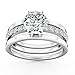 Uhibros Sterling Silver Cubic Zirconia Engagement Rings Wedding Band Bridal Set for Women