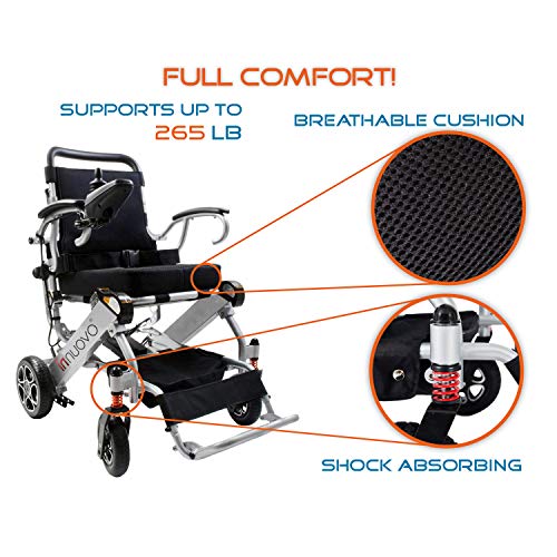 2019 Upgraded Folding Electric Powered Wheelchair with Travel Bag, Supports up to 265lb, Weighs 50lb, Up to 12 Mile-Range with 2 Batteries, FDA Approved for Air Travel, N5513A - Thumbnail 3
