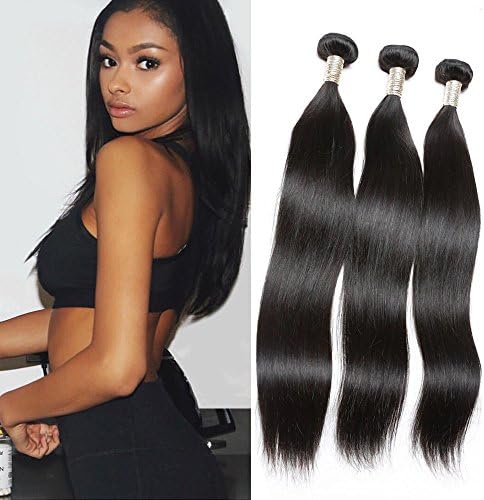 Candysara Hair Brazilian Virgin Hair Straight 3 Bundles Brazilian Hair Weave Bundles Human Hair Weave 6A Grade Brazilian Straight Hair (10 12 14)