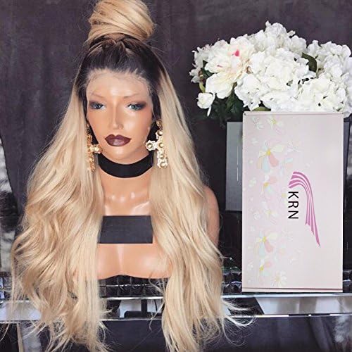 Blonde Ombre Lace Front Wigs Human Hair Middle Part Dark Roots 2 Tone 1b-613 Colored 150% Density with Baby Hair for Black Women (22 Inch Lace Front Wig)