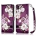 iPhone XR Case, Hocase PU Leather Full Body Protective Wallet Case with Credit Card Holders, Wrist Strap, Magnetic Closure for iPhone XR 2018 w/ 6.1-inch Display - Burgundy Flowers