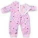 HappyBB 2 PCS Baby Doll Clothes Fits 16 inches American Girl Doll - Pink Printed Romper & Pink Stripes Romper with Hat