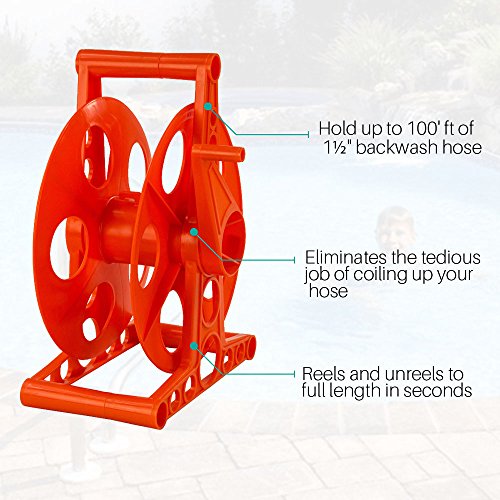 MWShop Pool Drain Hose Reel Swimming Pool Backwash Discharge Hose Reel Eliminates The Tedious Job Of Coiling Up Your Hose Reels and Unreels To Full Length In Seconds Fits 100' x 1-1/2"Hose