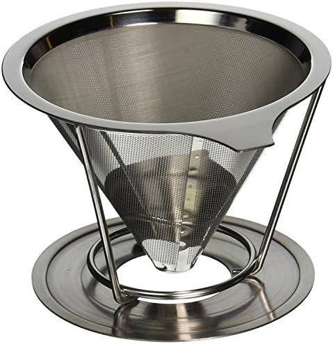 Pour Over Coffee Maker - Paperless Reusable Stainless Steel Drip Coffee Cone Filter with Removable Stand (1-2 Cup) by urrika