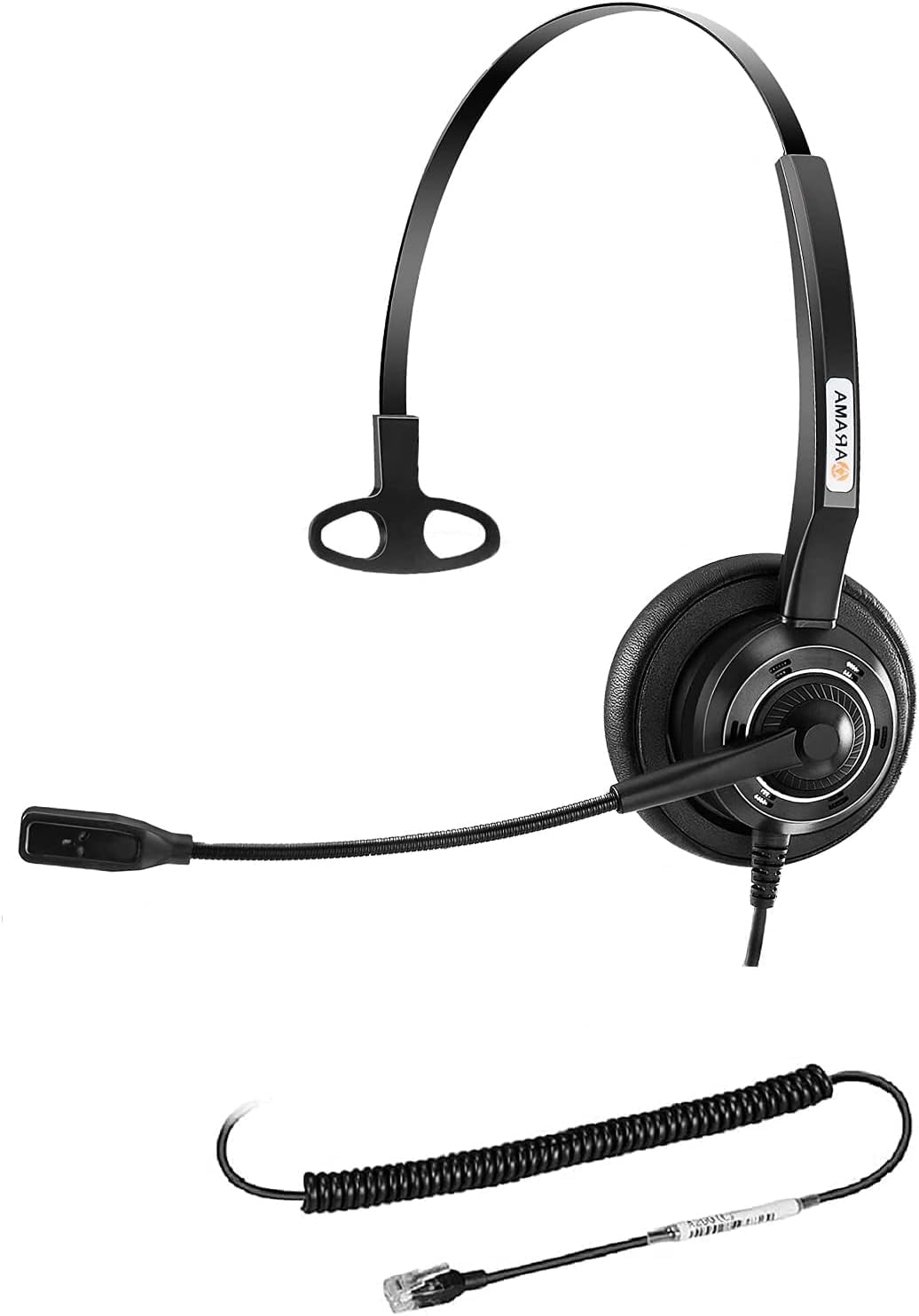 Arama Telephone Headset with Microphone Noise Cancelling, RJ9 Headset Work for Yealink T41S T46S T48S T21P Snom 300 Avaya 1608 9608 Call Centre Office Landline Desk IP Phones