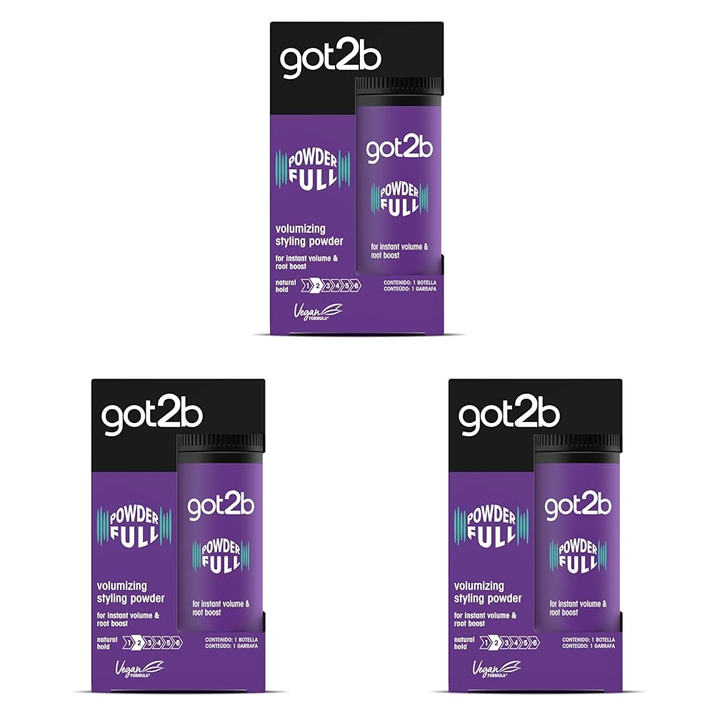 Got2b Powder'ful Volume Unisex Root Hair Styling Powder, For Instant Volume and Root Boost, Vegan, 10g (Pack of 3)