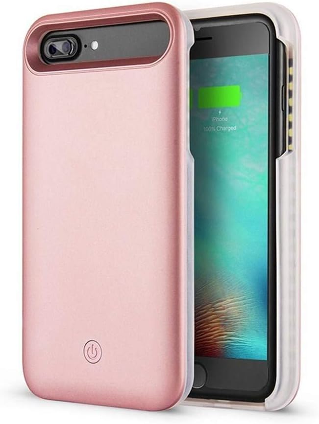 iPhone 8 Plus Illuminated Cell Phone Case,iPhone 7 Plus / 6 Plus /6S Plus Illuminated Case,Jopuzia New LED Selfie Light Up Luminous Case (Dimmable)(Rose Gold)