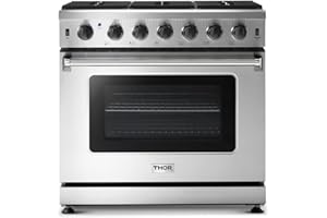 THOR Kitchen Freestanding Professional 36-inch Gas Range in Stainless Steel - Model LRG3601U