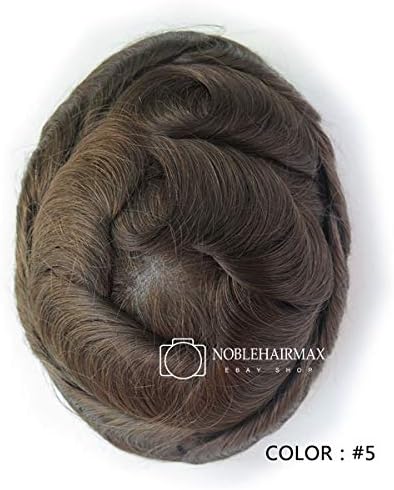 Mens Hair Replacement System Human Hairpieces Brown Gents Ultra Thin Skin Toupee NG #5