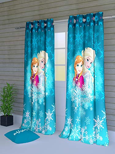 Athom Trendz Disney Frozen Kids Long Door Curtain 4x9 ft Pack of 2