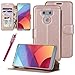 Style4U LG G6 Case, LG G6 Plus Case, Slim Fit Premium Durable Leather Protective Wallet Case with Card Cash Slots, Flip Cover, Secure Magnetic Closure, Kickstand for LG G6 with 1 Stylus (Rose Gold)