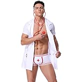YEMYIQZ Men Sexy Lingerie Set Thong Underwear Role Play Cosplay Valentine Birthday Doctor Uniform Night Club Costume Outfit