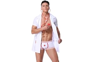 YEMYIQZ Men Sexy Lingerie Set Thong Underwear Role Play Cosplay Valentine Birthday Doctor Uniform Night Club Costume Outfit
