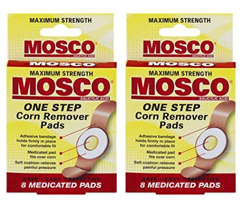 Mosco One-Step Medicated Corn Remover Pads | Maximum Strength | 8-Count per Pack | 2-Pack (The Best Corn Remover)