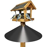 Queension Metal Squirrel Baffle for 4x4 Post, Squirrel Guard, Round, 1 Pack | Squirrel Proof Bird Feeders Baffle for Bird Feeder Poles, Squirrel Guard for Bird House Pole