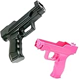VTone 2 Pieces Wii Motion Plus Gun for Wii Remote Controller Sport Video Game (Black and Pink)