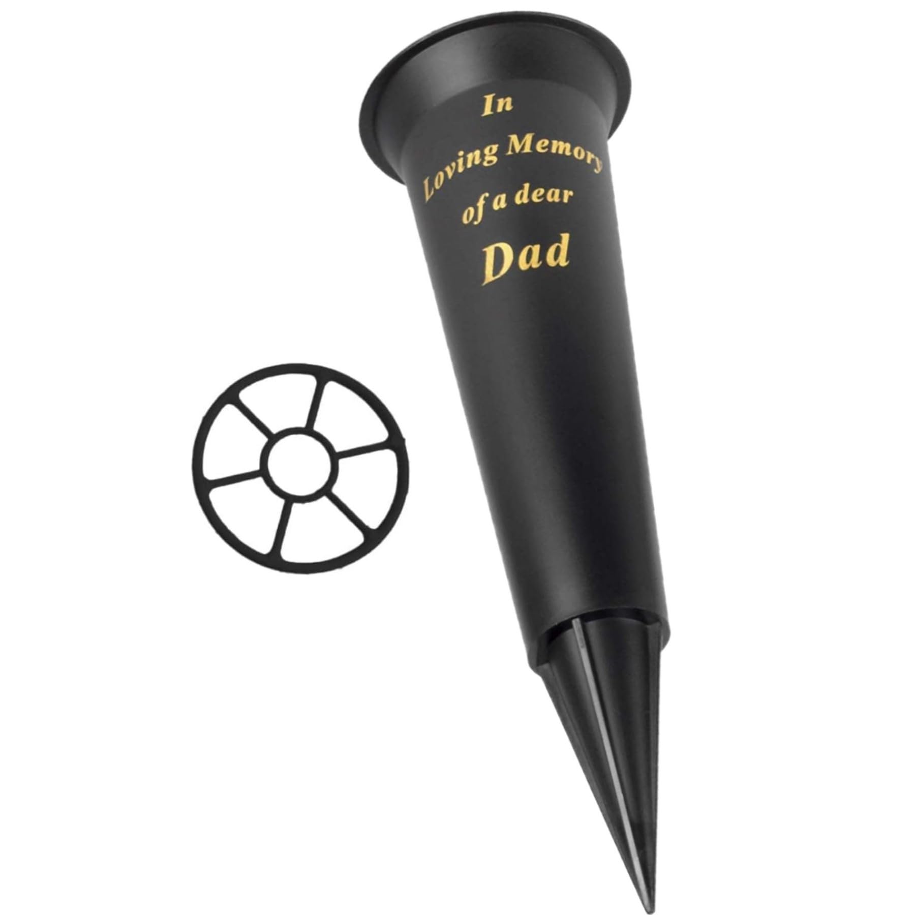Black Graveside Memorial Spiked Flower Vase - Dad