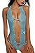 Avidlove Women Deep V Halter Lingerie Lace Babydoll Mini Bodysuit Blue Medium