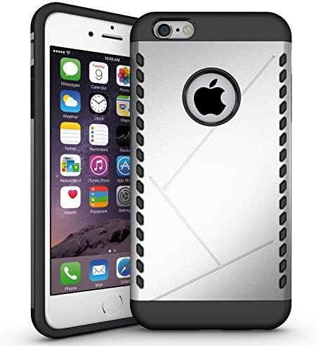 iPhone 6s Case,iPhone 6 Case,GEENKER Heavy Duty Dual layer Rugged Shock-Absorption Soft Silicone Bumper and Anti-Scratch Hard Rigid PC Cover Combo Hybrid Protective Case for Apple iPhone 6/6s -Silver