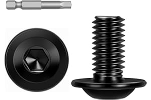 KVOHLUM M6-1.0 x 16mm 25 PCS Flanged Button Head Socket Cap Bolts Screws, Stainless Steel 304, Allen Socket Drive, Screwdriver Bit Included, Black Finish, Fully Machine Thread