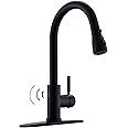 WEWE Black Kitchen Faucet, Touchless Kitchen Faucet with Pull Down Sprayer - Matte Black Single Handle Kitchen Faucets Hands-Free Activated Stainless Steel Kitchen Sink Faucet