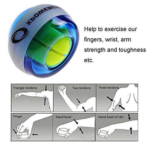 RESBO Wrist Trainer Gyro Ball Hand Spinner Gyroscopic Ball Arm Strengthener Forearms Exerciser PlasticType with LED Light