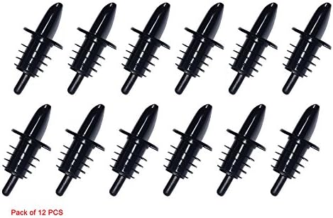 AntKits 12-Pack of Free-Flow Liquor Bottle Speed Pourers with Tapered Spout, Black