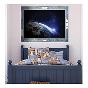 Wall26 - Science Fiction ViewPort - Decal - View of the Edge of the Earth - Wall Mural, Removable Sticker, Home Decor - 24x32 inches