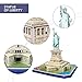 CubicFun 3D Puzzle Small US Architectural Building Model Kits Collection Toy, Pack of 2, The Empire State Building and Statue of Liberty in ONE Set