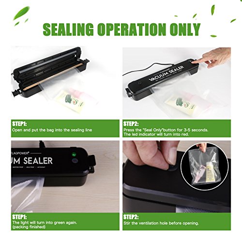 Automatic Vacuum Sealer Machine, FLAGPOWER Vacuum Sealer with 15PCS Free Sealer Bags Air Sealing System for Food Preservation Preserve Food Flavor and Overall Quality - Thumbnail 4