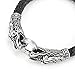 Urban Jewelry Leather Mens Bracelet 8 1/2 Inches with Locking Stainless Steel Dragon Head Clasp, Black Silver