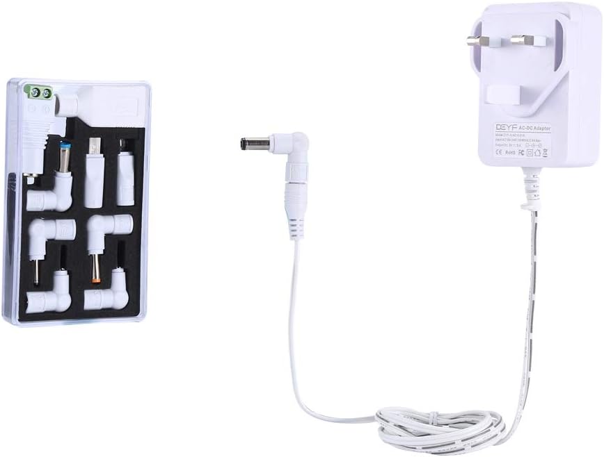 DEYF White 15W Universal Adapter 5V 3.0A 2.5A 2A 1.5A 1.0A 0.5A Switching Power Supply Wall Charger with 10 DC Tips for Raspberry PI,Alexa Echo,CCTV Camera,Wireless Camera,IP Camera,Security Device