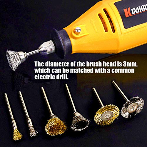 Swpeet 72-Piece Wire Wheel Brush Kit - Brass & Steel Brushes For Rotary Tools, 1/8" Shank