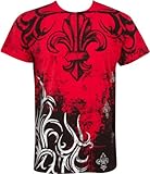 TGBranchesFleur227 Fleur de Lis Tree Branches Metallic Silver Embossed Short Sleeve Crew Neck Cotton Mens Fashion T-Shirt – Red / Large, Online Clothing Store