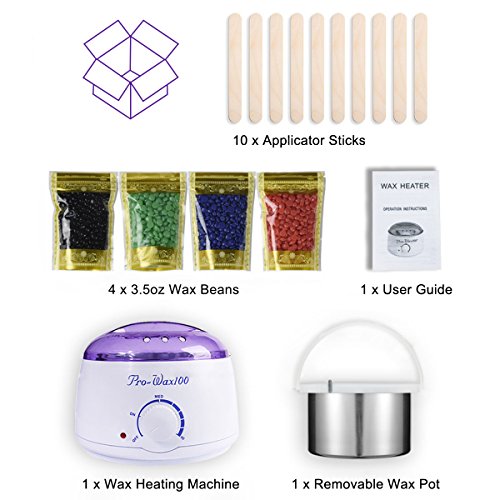 Wax Warmer, Hair Removal Waxing Kit Electric Hot Wax Heater Rapid Melt Hard Wax with 4 Hard Wax Beans and 10 Sticks for Home Waxing Spa for Face Bikini Legs Armpit for Women and Men [UPGRADED] - Thumbnail 6