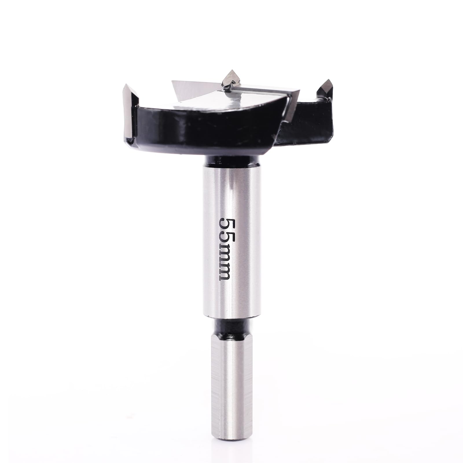 Akylin Forstner Drill Bit 55mm - Carbide Tipped Forstner Bit - Hex Shank Wood Hinge Drilling Hole Saw Cutter, for Auger Opener, Drilling Boring Bit