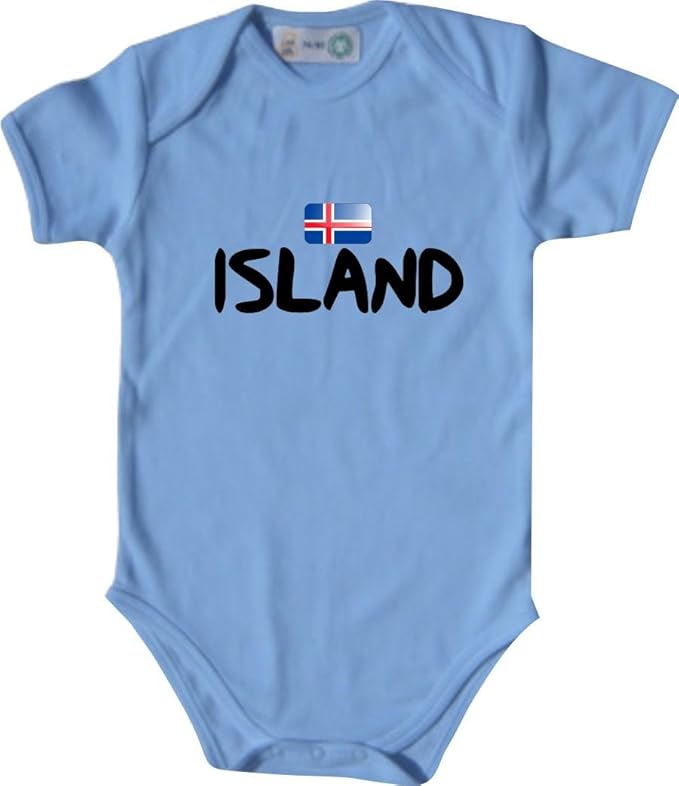 Cooler WM Länder Baby Body mit Flagge/ISLAND/Viele Farben/Größen von 50 bis 92