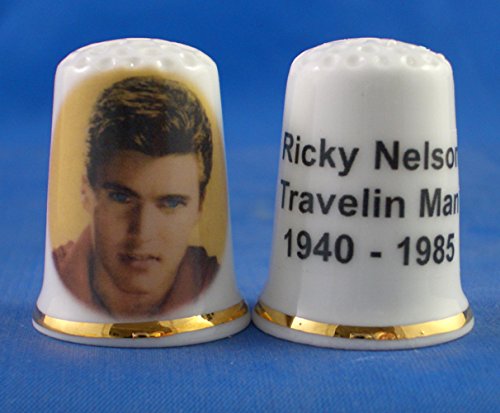 Porcelain China Collectable Thimble -- Ricky Nelson with Free Gift Box