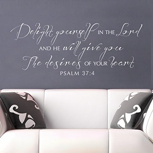 Vinyl Bible Wall Decal Christian Wall Quote Religious Wall Saying Lettering Words Home Art Sticker Delight Yourself In The Lord Black